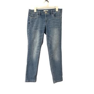 White House Black Market Blanc Women Size 8 Light Wash Skinny Zip Ankle Jeans